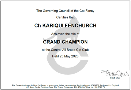GrCh KARIQUI Fenchurch - certificate